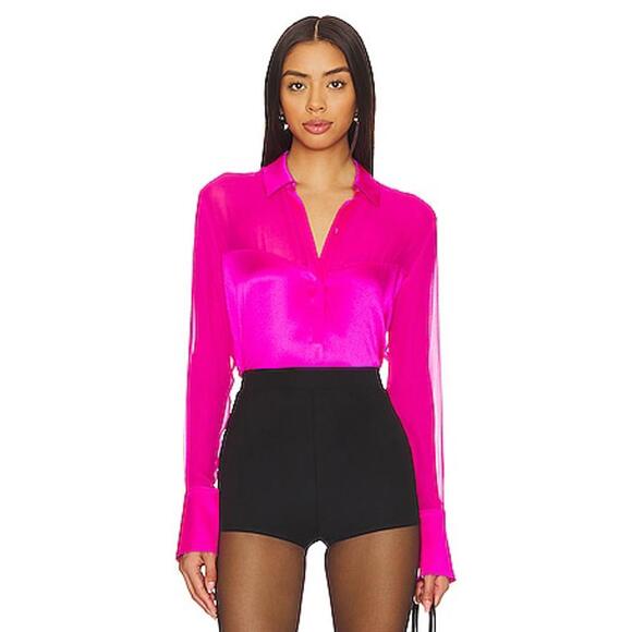 GENERATION LOVE Taytum Combo Blouse in Hot Pink